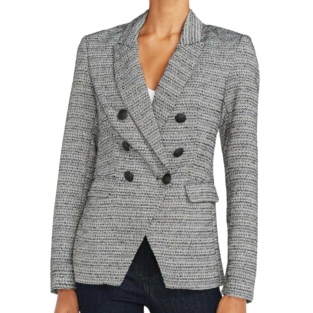 EXPRESS BLACK WHITE TEXTURED METALLIC DOUBLE BREASTED NOVELTY BUTTON BLAZER XS